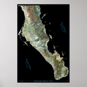 Póster Baja California meridional, poster del satélite de