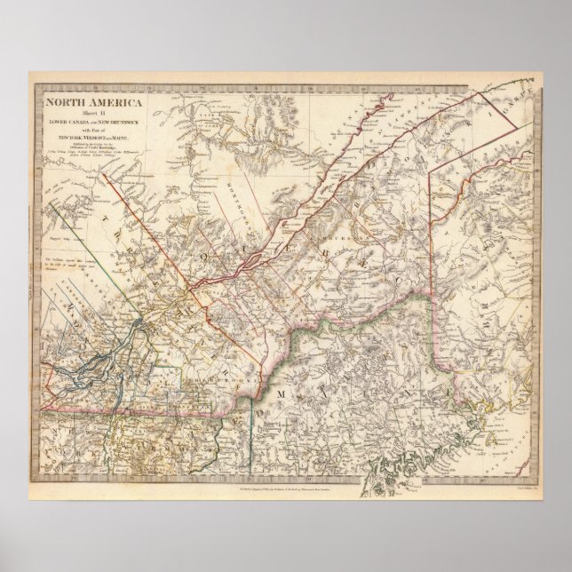 Póster Baja Canadá, NB, NY, Vt, Maine (Frente)
