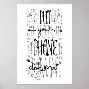 Póster Baja el teléfono (tinta arcoiris)
