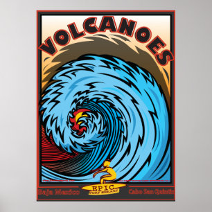 PÓSTER BAJA MÉXICO SURFBREAK DE LOS VOLCANES QUE PRACTICA