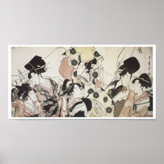 Póster Bajando al Este, Utamaro, 1795