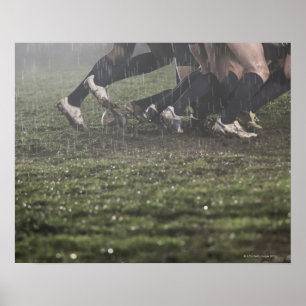 Póster Baje la sección del jugador del rugbi en melé,