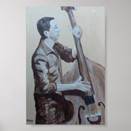 Póster Bajista hombre orificio original de trabajos artís