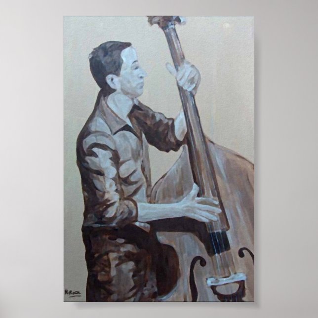 Póster Bajista hombre orificio original de trabajos artís (Frente)