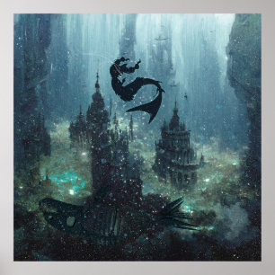 Póster Bajo el agua. ¿Bajo Qué? Sirena.