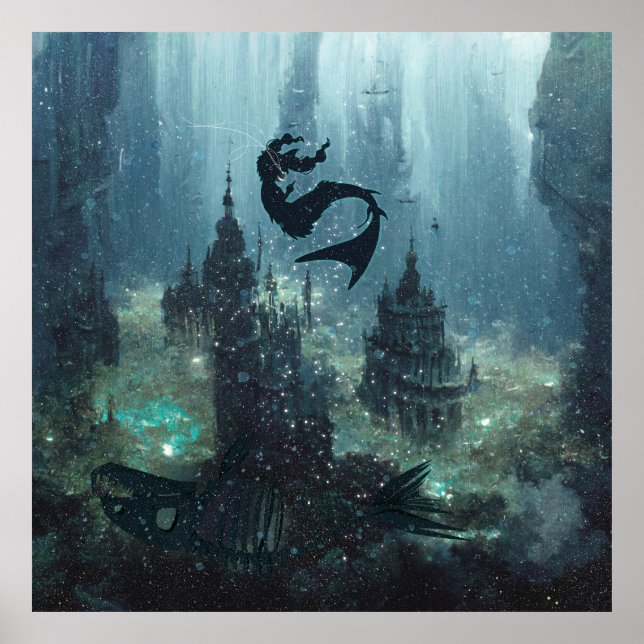 Póster Bajo el agua. ¿Bajo Qué? Sirena. (Frente)