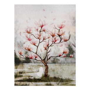 Póster Bajo el árbol de la magnolia