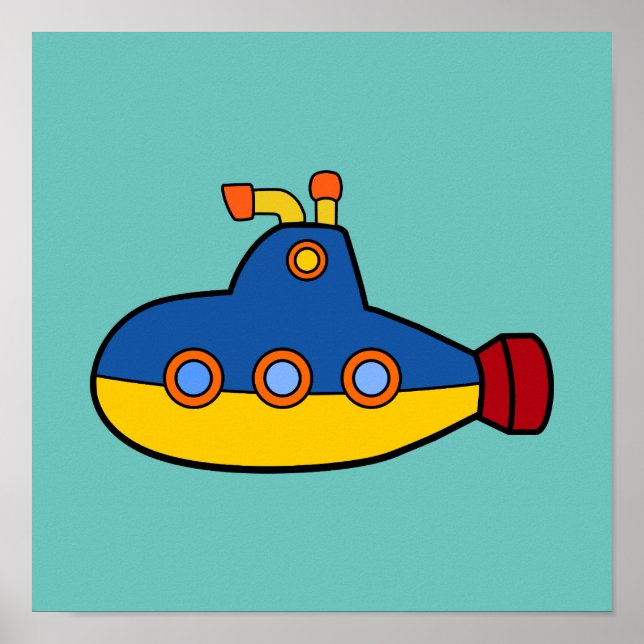 Póster Bajo el Ilustracion Submarino Temático del Mar (Frente)