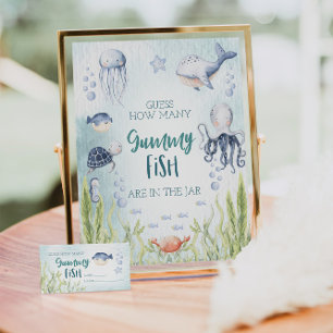 Póster Bajo el mar Baby Shower Gommy Fish Game Rótulo