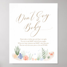 Póster Bajo el mar Baby Shower no diga Rótulo infantil