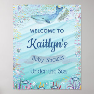 Póster Bajo el mar   Bienvenida de Baby Shower temática o
