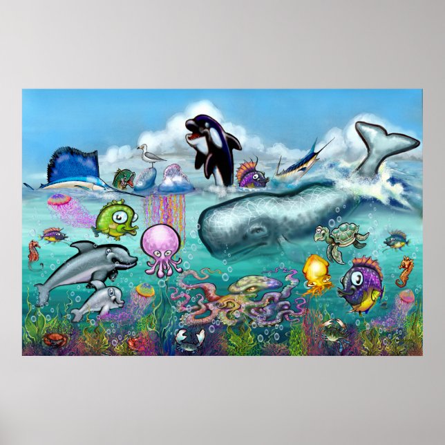 Póster Bajo el mar con los bebés de Aqua (Frente)