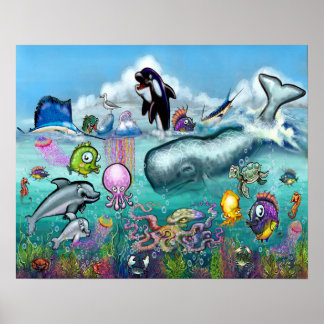 Póster Bajo el mar con los bebés de Aqua