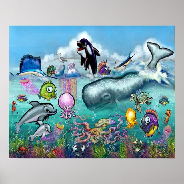 Póster Bajo el mar con los bebés de Aqua (Frente)