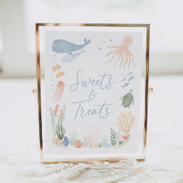Póster Bajo el mar Dulces de Cumpleaños Rótulo y Tratos