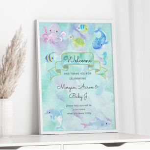 Póster Bajo el mar las criaturas adornan Baby Shower