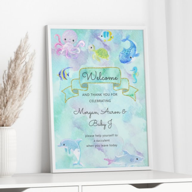 Póster Bajo el mar las criaturas adornan Baby Shower (Subido por el creador)