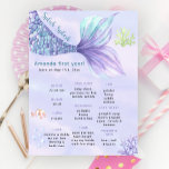 Póster Bajo el mar Mermaid Milestone Birthday<br><div class="desc">Invitación de cumpleaños temática "Bajo el mar". Colores acuáticos de tonos morados y azules pastel,  con una cola de sirena juguetona,  peces payasos y corales.</div>