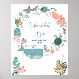 Póster Bajo el mar Personalizado de Baby Shower Textos