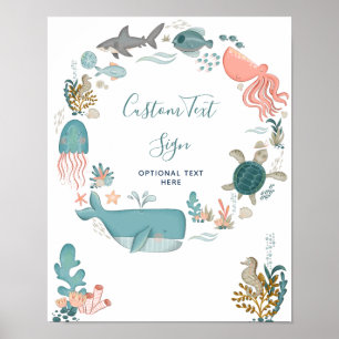 Póster Bajo el mar Personalizado de Baby Shower Textos