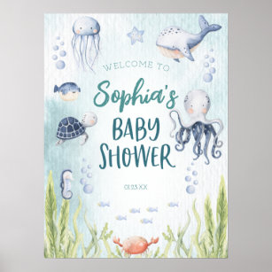 Póster Bajo el mar Poster de señas de bienvenida de Baby 
