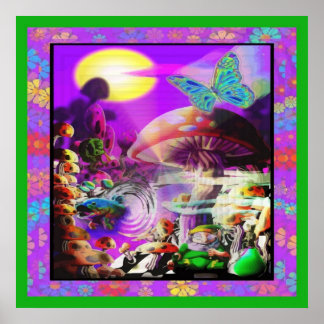 Póster Bajo el Poster de hongos