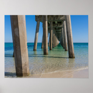 Póster Bajo el Poster del muelle de Pensacola Beach