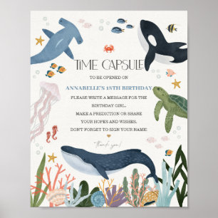 Póster Bajo el Rótulo de la cápsula del tiempo de fiesta 