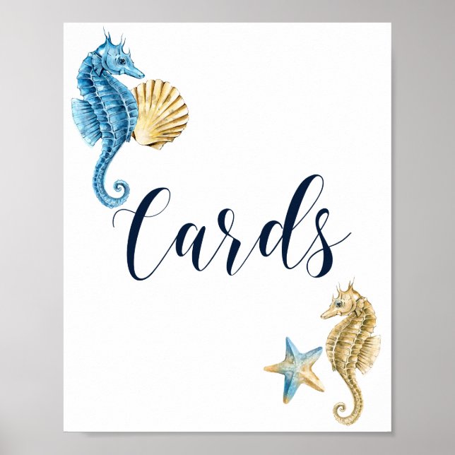Póster Bajo el Rótulo de tarjetas de Boda marino (Frente)