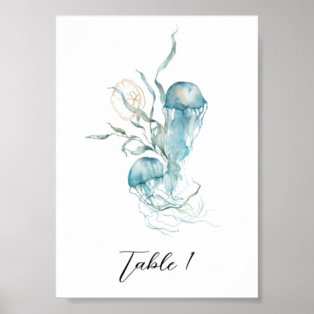 Póster Bajo el Rótulo Número de Tabla de Jellyfish (Frente)