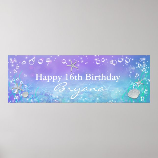 Póster Bajo la bandera de la fiesta de cumpleaños mágica  (Frente)
