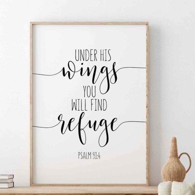 Póster Bajo Sus Alas Encontrarás Refugio, Salmo 91:4 (Subido por el creador)