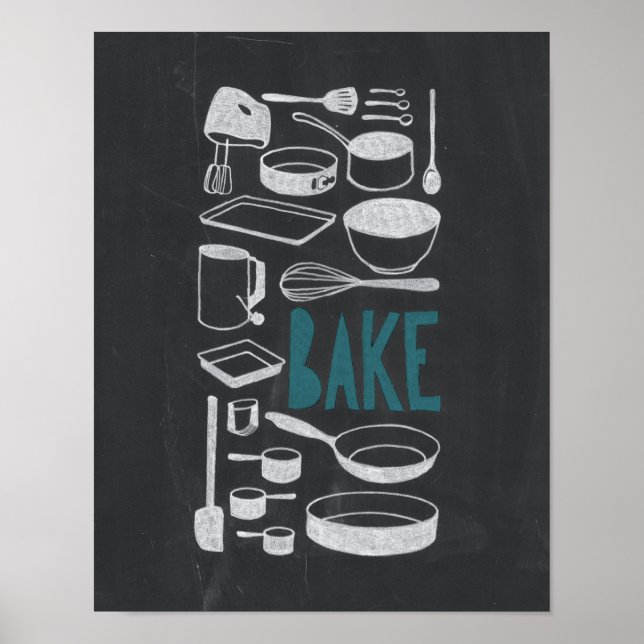 Póster Bake - Chalkboard Kitchen Art (Frente)