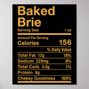 Póster Baked Brie Nutrition Hacts Cheese Gift