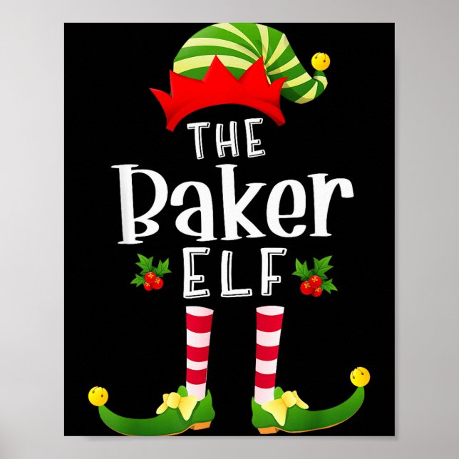 Póster Baker Christmas Elf Matching Pajama X-mas Party  (Frente)