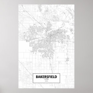 Póster Bakersfield, California (black on white)
