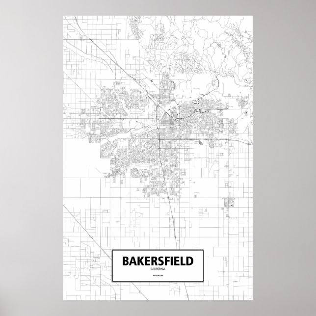 Póster Bakersfield, California (black on white) (Frente)