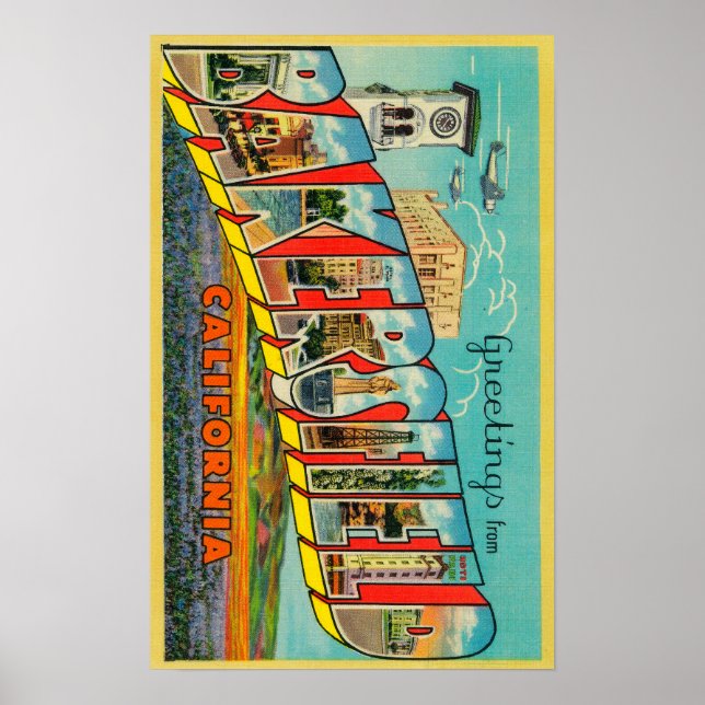 Póster Bakersfield, California - Large Letter Scenes (Frente)