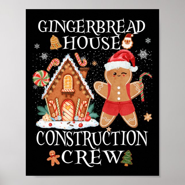 Póster Baking Xmas Gingerbread House Construction Crew De (Frente)