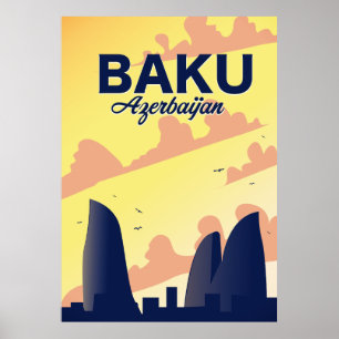 Póster Baku Azerbaijan Flame Towers Vacation poster