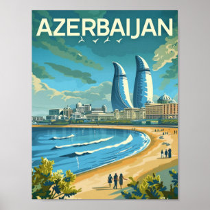 Póster Bakú Azerbaiyán: Lugar de viaje famoso