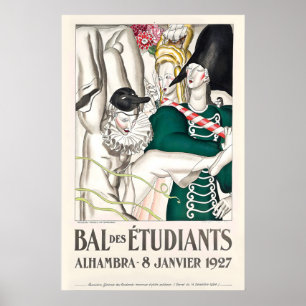 Póster Bal des Etudiants Affiche Moda Art Nouveau