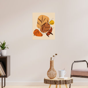 Póster Balance botánico: hojas y formas abstractas