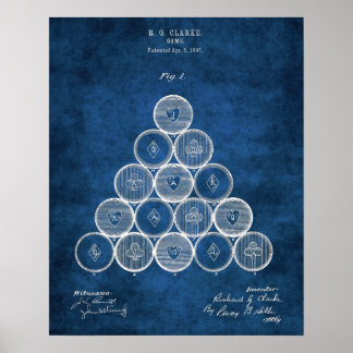 Póster Balas Billiard Patente Imprimir1 Piscina Decoració