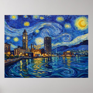 Póster Balcones de Baltimore Noche Estrellada
