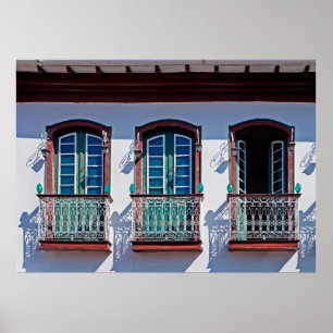 Póster Balcones en fachada en Diamantina, Minas Gerais, B