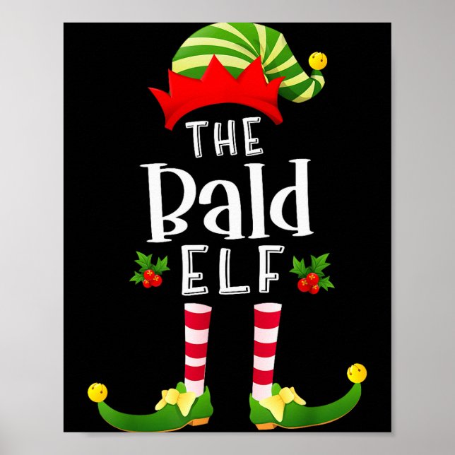 Póster Bald Christmas Elf Matching Pajama X-mas Party  (Frente)