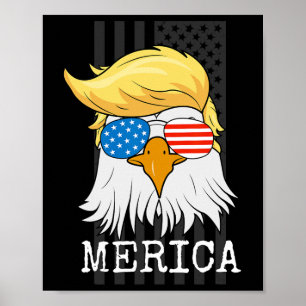 Póster Bald Eagle 4 De Julio Trump Bandera Estadounidense