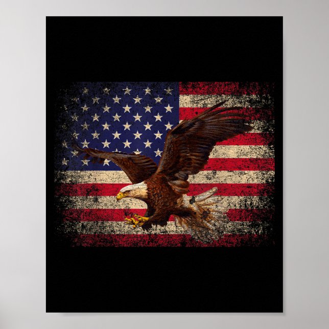 Póster Bald Eagle 4th Of July Christmas Gift American Fla (Frente)