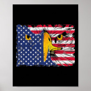Póster Bald Eagle Bandera Estadounidense 4 De Julio